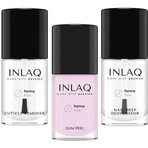 INLAQ® HEMA Free Cuticle Remover + Gum Peel-Off + Nail Prep Dehydrator 3 x 7 ml | Complete UV nagelstyling-set