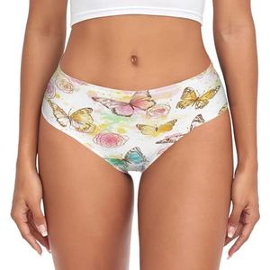 sawoinoa Roze bloem vlinder insect onderbroek dames medium taille slip vrouwen comfortabel elastisch sexy ondergoed bikini broekje, Mode Pop, XL
