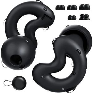 RelaxCharm Oordopjes om te slapen, ruisonderdrukking tot 49 dB, zachte en herbruikbare siliconen, oordopjes om te slapen, snurken, 10 punten, XS/S/M/L, dubbellaags, zwart