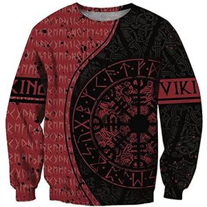 Mens Nordic Futhark Tattoo Grafische Kledingset, Viking 3D Print Pullover Korte Mouw Casual Streetwear, Unisex Outdoor Fashion Vintage Losse Jas