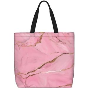 OdDdot Roze Marmeren Textuur Print Tote Bag, Hobo Bag Crossbody Tas Voor Vrouwen Grote Capaciteit Mama Tas Schoudertas, Roze marmeren textuur, Eén maat