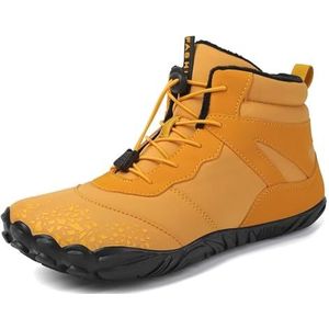Barefoot Schoenen Heren Dames Brede Teen Box Winter Minimalistische Trail Runner Gewatteerde Warme Zero Drop Sole Katoenen Laarzen Sneakers (Color : Yellow, Size : EU44)