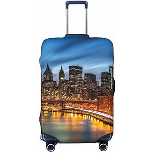 TOMPPY New York City Landschap Gedrukte Bagage Cover Anti-Kras Koffer Protector Elastische Koffer Cover Past 45-32 Inch Bagage, Zwart, Medium