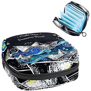 Maandverband Opbergtas,Draagbare maandverband Opbergzak,Nautische papieren boot, Meerkleurig, 4.7x6.6x6.6 in/12x17x17 cm