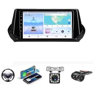 Android 13 Auto Stereo MP5 Player 9'' Screen Autoradio Voor Peugeot 2008 2019-2021 Car-play Android Auto GPS-navigatie Bluetooth RDS FM AM DAB+ Radio Stuurbediening Voice Control(NF-2 4Core 2+32G)