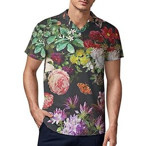 Veelkleurige bloemen heren golf poloshirt zomer korte mouw T-shirt casual sneldrogende T-shirts S