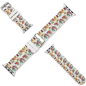 Schedel met bloemen siliconen horlogebanden zachte horlogebandjes sport horloge polsbandjes horlogeband voor mannen vrouwen 42 mm/44 mm