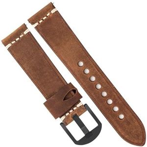 yeziu Design Retro Top Leather Watch Strap For Huawei Watch 3 46mm Mens Watch Band Bracelet(Color:Brown-Black Buckle,Size:22mm)