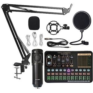 Complete podcastkit, BM800 V10XPro Mixer Geluidskaart Studio Audio Mixer Zingen Ruisonderdrukking Microfoon Voice Live-uitzending Telefoon Computer Opnemen(V10XPro Set A1)