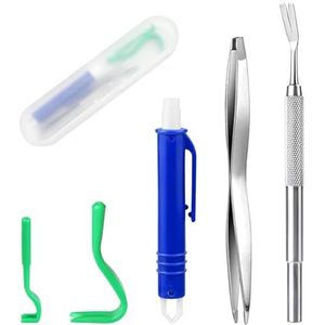 Duoleimi Tick Tweezers Set voor Hond Kat Mens - 5st Tick Tweezers met Tick Hook, metalen pincet en Tick Tweezers, veilige Tick Remover voor kinderen en huisdieren