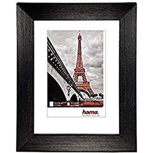 Hama Kunststof fotolijst ""Paris"" (lijst 15 cm x 20 cm, rand 20 mm x 15 mm, voor foto's van het formaat 10 cm x 15 cm, spiegelglas, polystyreen (PS), met haken en voet) zwart