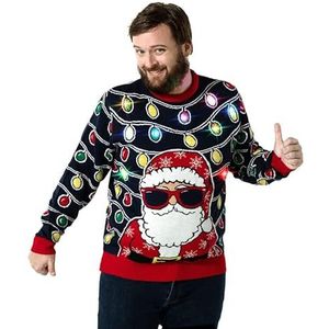 OFF THE RACK Kersttrui voor heren, uniseks, met ledverlichting, grappige Kerstman, Rudolf, lama, rendier, kerstboom, damestruien, S