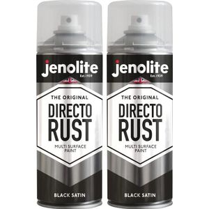 JENOLITE Directorust Satijnverf | ZWART | Multi-oppervlak | Hout, metaal, kunststof, keramiek en verroeste oppervlakken | 2 x 400 ml | RAL 9005