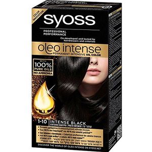 Syoss Oleo Intense Haarverf 100% Pure Oliën 0% Amonia 1-10 Intense Zwart