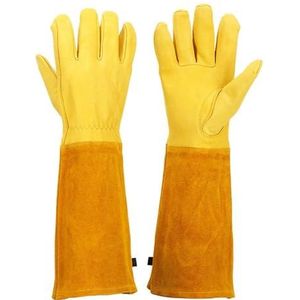 CYJAZNHH Leren tuinhandschoenen met lange mouwen for het snoeien van rozen en bijen. Heren en dames, veelkleurig, maat S-XL(Yellow1,Medium)