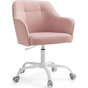 Songmics OBG019P01 Homeoffice stoel, draaistoel, bureaustoel, in hoogte verstelbaar, tot 110 kg belastbaar, ademende stof, voor werkkamer, slaapkamer, roze