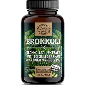 Broccoli-capsules, belangrijk: 30.000 mg broccolisproeten, hoge dosis (30:1 extract) per dosis -50 mg sulforafaan per capsule met actieve myrosinase, laboratorium getest + veganistisch -DE