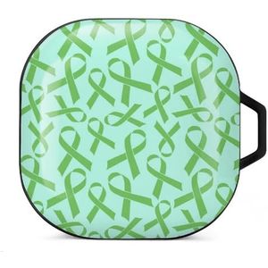 Lymfoom kanker groen lint oordopjes hoesje compatibel met Samsung hard shell beschermhoes zwart-stijl