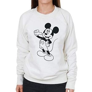 Disney Mickey Mouse Classic Black Sketch Sweatshirt voor dames, Wit, XL