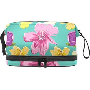 Grote capaciteit reizen cosmetische tas,bloem (2), make-up tas,Waterdichte make-up tas organisator, Meerkleurig, 27x15x14 cm/10.6x5.9x5.5 in