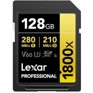 Lexar 128 GB professionele 1800x UHS-II SDXC-geheugenkaart (GOLD-serie)