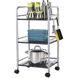 Magnetronstandaard Keukenrek 3 Tier Magnetron Oven Rack Met Wielen Keuken Baker's Rack Magnetron Stand Opbergwagen Keuken Organizer Plank Kruidenrek Rek