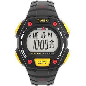Timex Mannen Digitaal Quartz Horloge Met Hars Band TW5M589009J, Zwart/Digitaal/Zwart/Geel, Klassiek