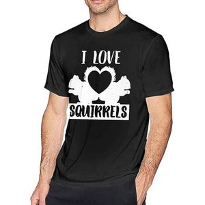 I Love Squirrels 2 Men's Basic Outdoor Casual Custom Short Sleeve T-Shirt Cotton Tee overhemden(Small)