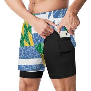 Paisley Maryland Stijl Portland Vlag Grappige Zwembroek met Compressie Liner & Pocket Voor Mannen Board Zwemmen Sport Shorts