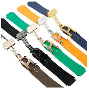 Horloge accessoires heren siliconen horlogeband Compatibel met Hublot Serie 25 * 19mm 22mm gesp vrouwen beste horloge merk sport fusion riem (Color : Black, Size : Gold buckle)