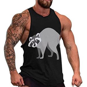 Raccoon Tanktop voor heren, zonder mouwen, bodybuilding, casual, strand, T-shirt, grappig, sportschool, spieren