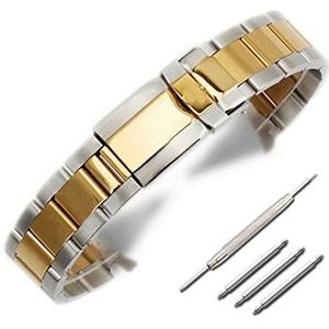 YingYou Roestvrijstalen Band Horlogeaccessoires Polsband 17 Mm 20 Mm Compatibel Met Rolex Daytona Series Arc Mouth Strap Watch Band (Color : Silver and Gold, Size : 17mm)