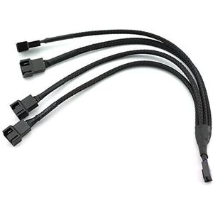 DZS Elec 4Pin 1 tot 4 Manieren PWM Fan Splitter Kabel Zwart Mouwen Fan Power Extension Kabel 4Pin Vrouwelijk naar 4X 4Pin Mannelijk 27cm/10.5 inch