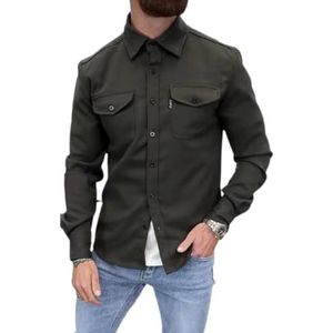 ArknAv Heren button-down sweatshirt-jas, casual, stijlvolle overhemd, casual jeugd-herenhemd