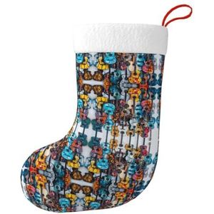 MGGAklp Kleur Akoestische En Gitaren Print Kerst Kousen Snoep Zakken Voor Familie Vakantie Party Kerstboom Decoraties