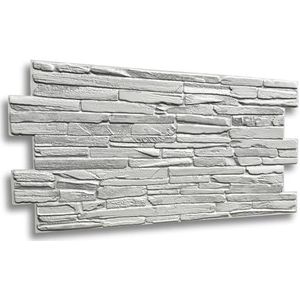 4,6 m² / 10 stuks, 3D pvc wandpanelen, tegelimitatie, imitatie, grijs, steen, 1 mm dik.