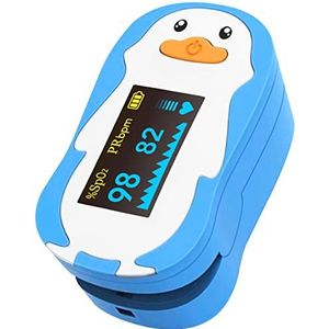 AIESI® Pediatrische pulsoximeter voor vingers, professioneel, gecertificeerd voor kinderen, met verstelbaar kleurendisplay, batterijen, meertalige handleiding