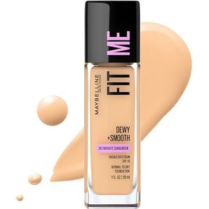 Maybelline New York Fit Me Dewy + Smooth Foundation Make-up, 128 Warm Nude, 1 Fl. Oz (1 Stuk)