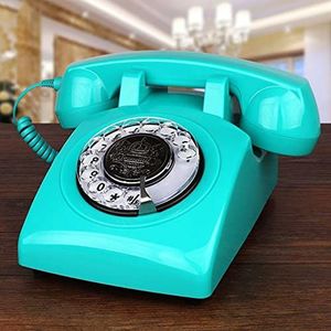 GPDNBIEU, met krulsnoer, vaste telefoon, antieke, ouderwetse, klassieke decoratie(Blue)