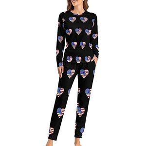 Autisme Awareness USA Heart Fashion 2 STKS Womens Pyjama Sets Lange Mouw Nachtkleding Nachtkleding Loungewear Stijl