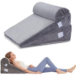 Wigkussen - Grijs - Verstelbaar tot 12,8 inch - Traagschuim - Ondersteunend voor Slapen en Lezen