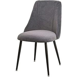 GEIRONV 1 stuks gezellige meubels Moderne eetkamerstoel, Meubel Keuken Flanel en Metal Ergonomische Bureaustoel 50 × 56 × 85cm Eetstoelen (Color : Gris)