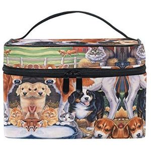 Animal Cat Cow Pug Cosmetic Bag Organizer Rits Make-up Tassen Pouch Toilettas voor Meisje Vrouwen