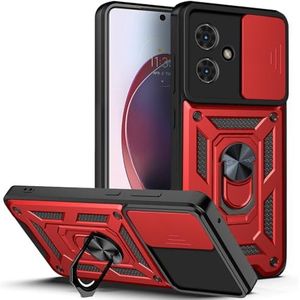DESSEN Hoes voor mobiele telefoon voor Motorola Moto G54, zachte TPU/PC siliconen hoes en lens, stootvaste beschermhoes met 360 graden draaibare ringhouder, case