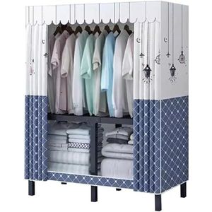 Draagbare kledingkast met ophanggedeelten Metalen stalen kast Kledingkast voor slaapkamer Hangende opvouwbare kledingkast