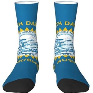 Evengigy South Dakota Vlag Grappige Sokken Crazy Fashion Cool Gepersonaliseerde Zachte Crew Sokken voor Mannen Vrouwen Unisex, Wit, One size