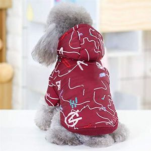 Huisdier hondenjas kleine hondenkleding hondenjas puppy outfit hondenjas shih tzu kleding voor honden (Color : Wine Red Hood, Size : L)