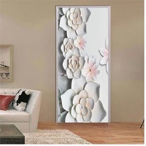 Deurstickers 3D Stereoscopische Bloemen Deursticker Voor Woonkamer Slaapkamer Waterdicht PVC Zelfklevend Fotomuurbehang (Grootte : 77x200cm)