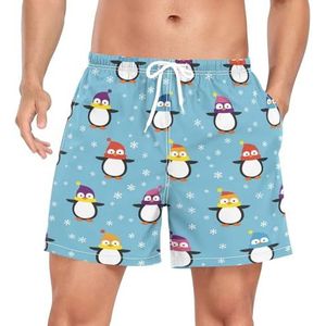Niigeu Leuke Grappige Baby Pinguïns Heren Zwembroek Shorts Sneldrogend met Zakken, Leuke mode, L