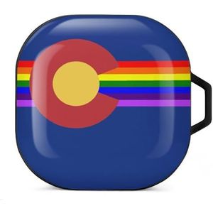 Colorado LGBT vlag oortelefoon hoesje compatibel met Galaxy Buds/Buds Pro schokbestendig hoofdtelefoon hoesje zwart stijl